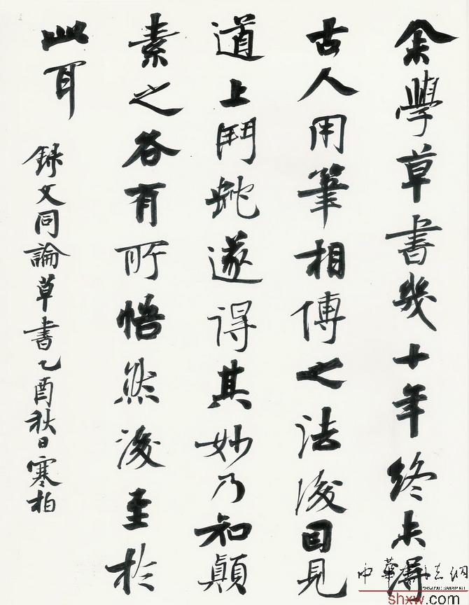 崔寒柏：楷书文同论草书