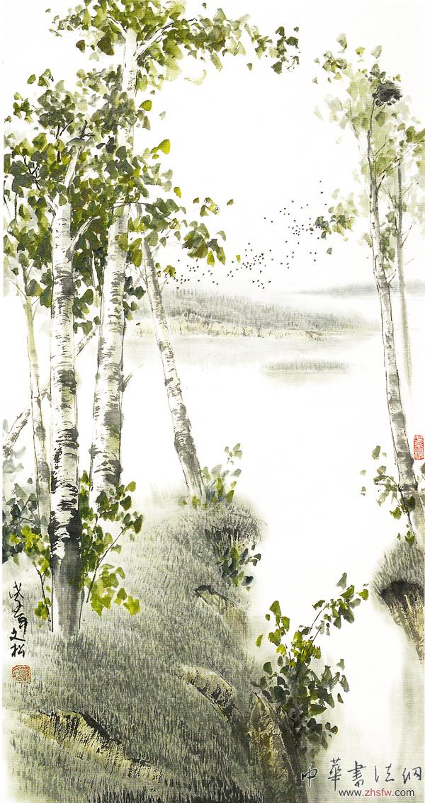 孙文松白杨画作品欣赏