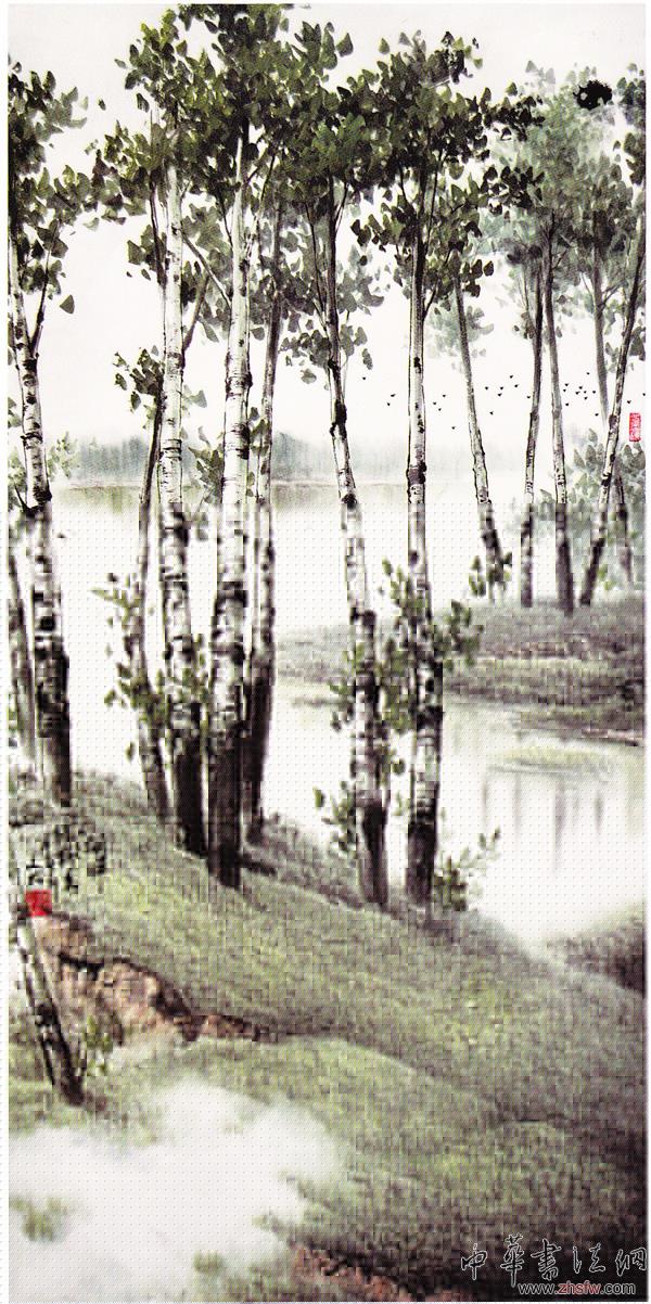 孙文松白杨画作品欣赏