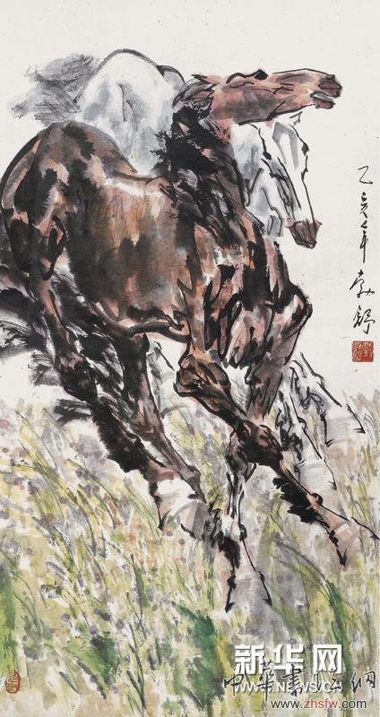 作品名称：双马  创作时间：1995年 尺寸：113x55